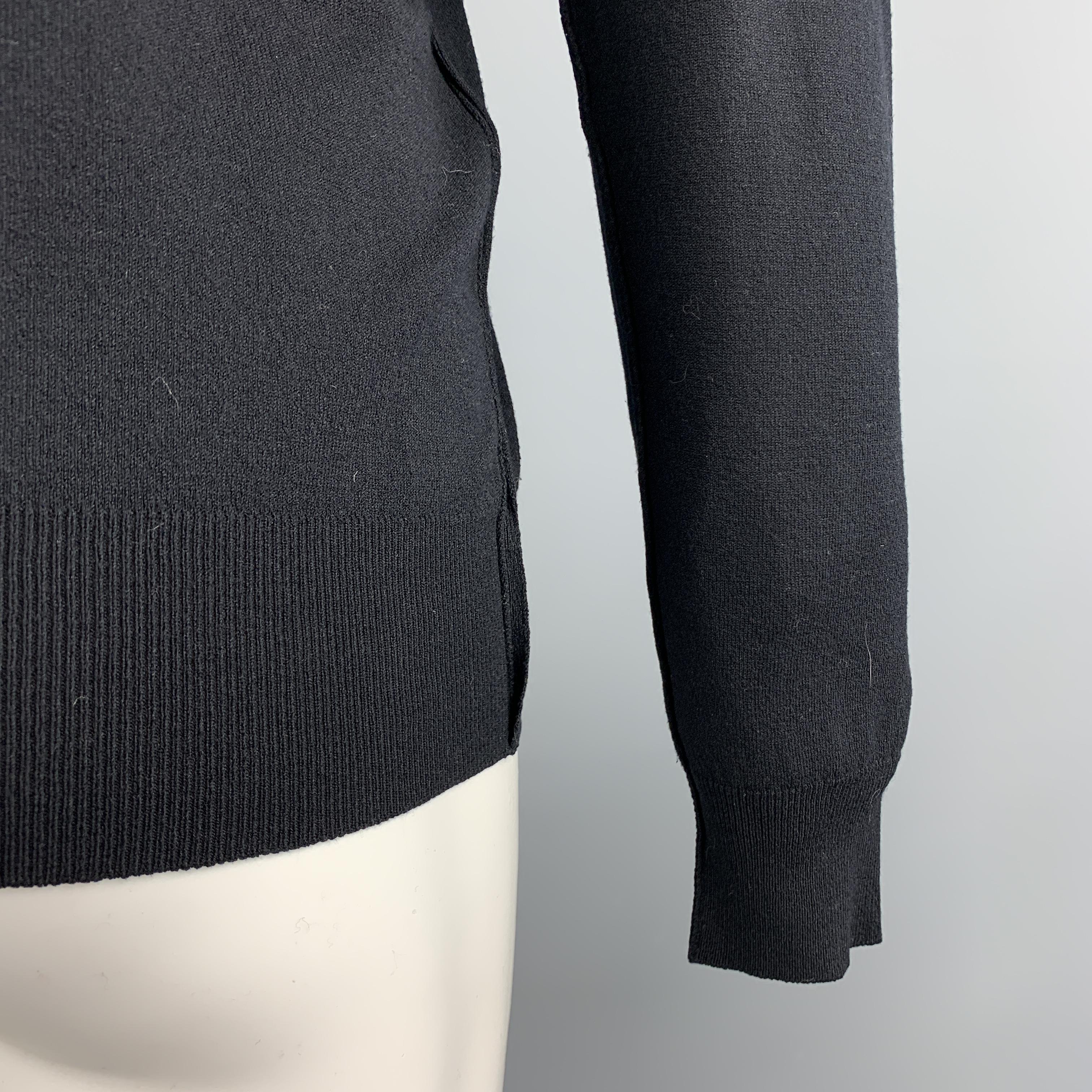 Men's DOLCE & GABBANA Size 38 Black Rayon Blend Hidden Zip Zip Up Cardigan Sweater