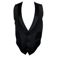 DOLCE 
GABBANA Size 38 Black Silk Blend Shawl Collar Vest