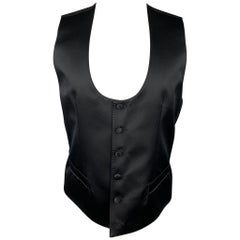 DOLCE 
GABBANA Size 38 Black Silk Blend Slit Pockets Vest