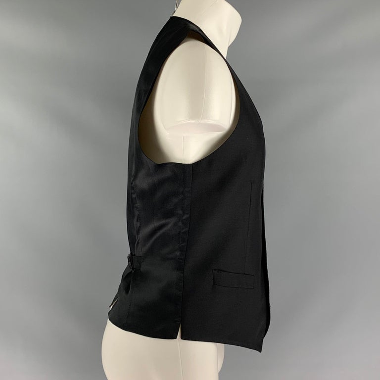 Dolce & Gabbana Black Striped Wool Silk Dress Vest Gilet