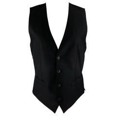 DOLCE 
GABBANA  Size 38 Black Solid Wool 
Silk Buttoned Vest