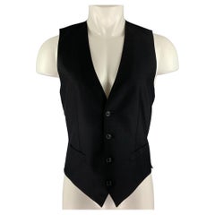 DOLCE 
GABBANA Size 38 Black Solid Wool 
Silk Buttoned Vest