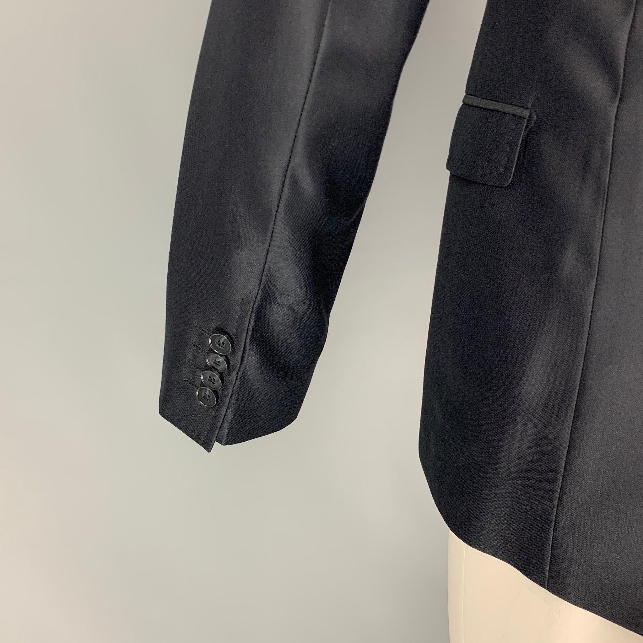 Men's DOLCE & GABBANA Size 38 Black Wool Blend Peak Lapel Sport Coat For Sale