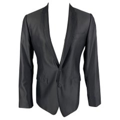 DOLCE & GABBANA Cappotto sportivo con risvolto a punta in misto lana nera taglia 38