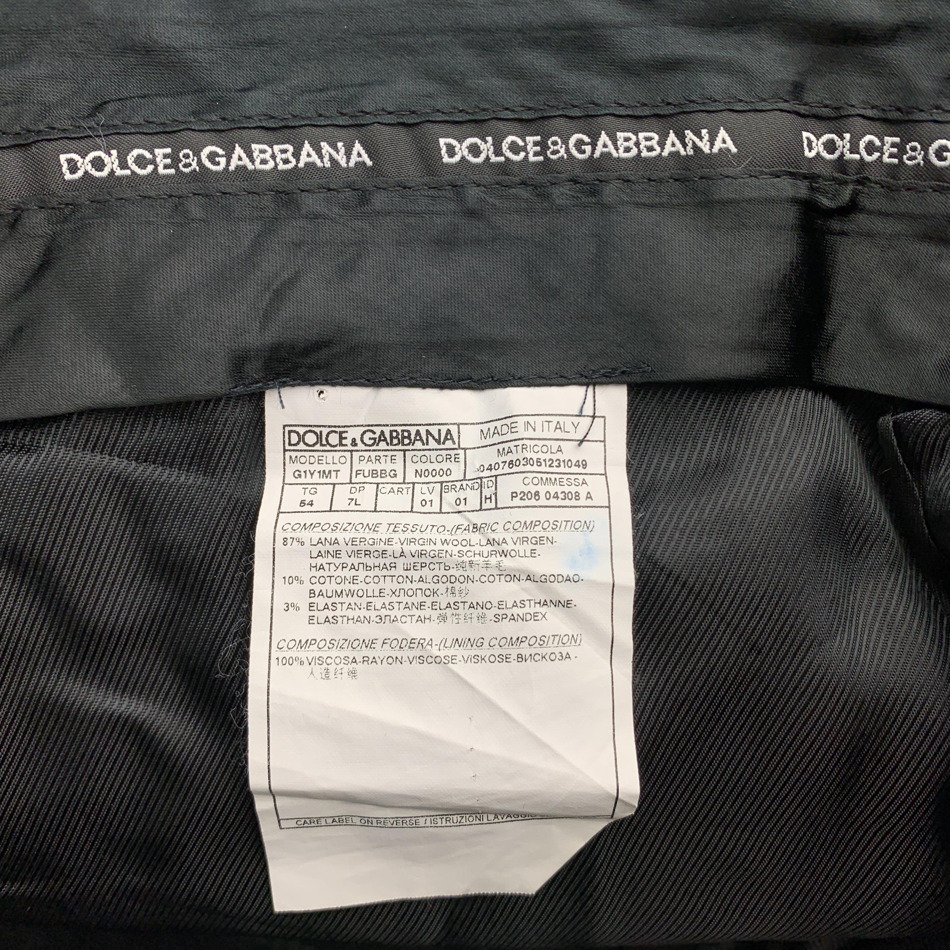 DOLCE & GABBANA Size 38 Black Wool Blend Velvet Trim Tuxedo Pants 2