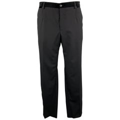 DOLCE & GABBANA Size 38 Black Wool Blend Velvet Trim Tuxedo Pants