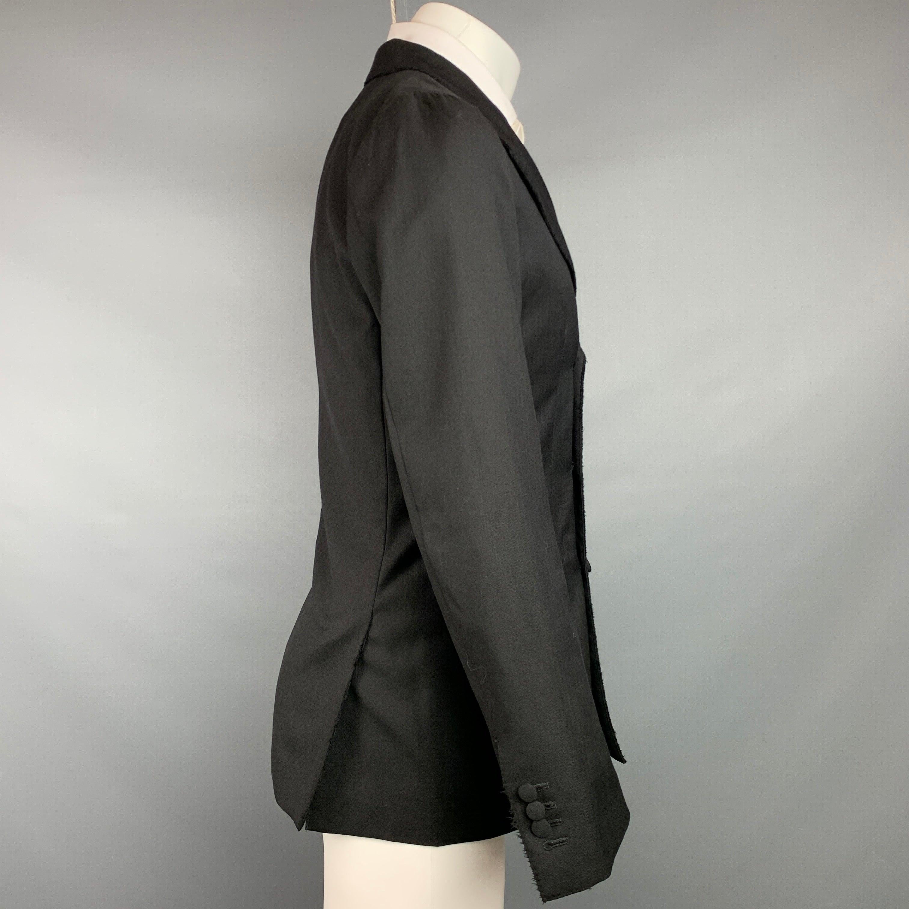 DOLCE & GABBANA Size 38 Black Wool Peak Lapel Double Breasted Sport Coat In Good Condition For Sale In San Francisco, CA