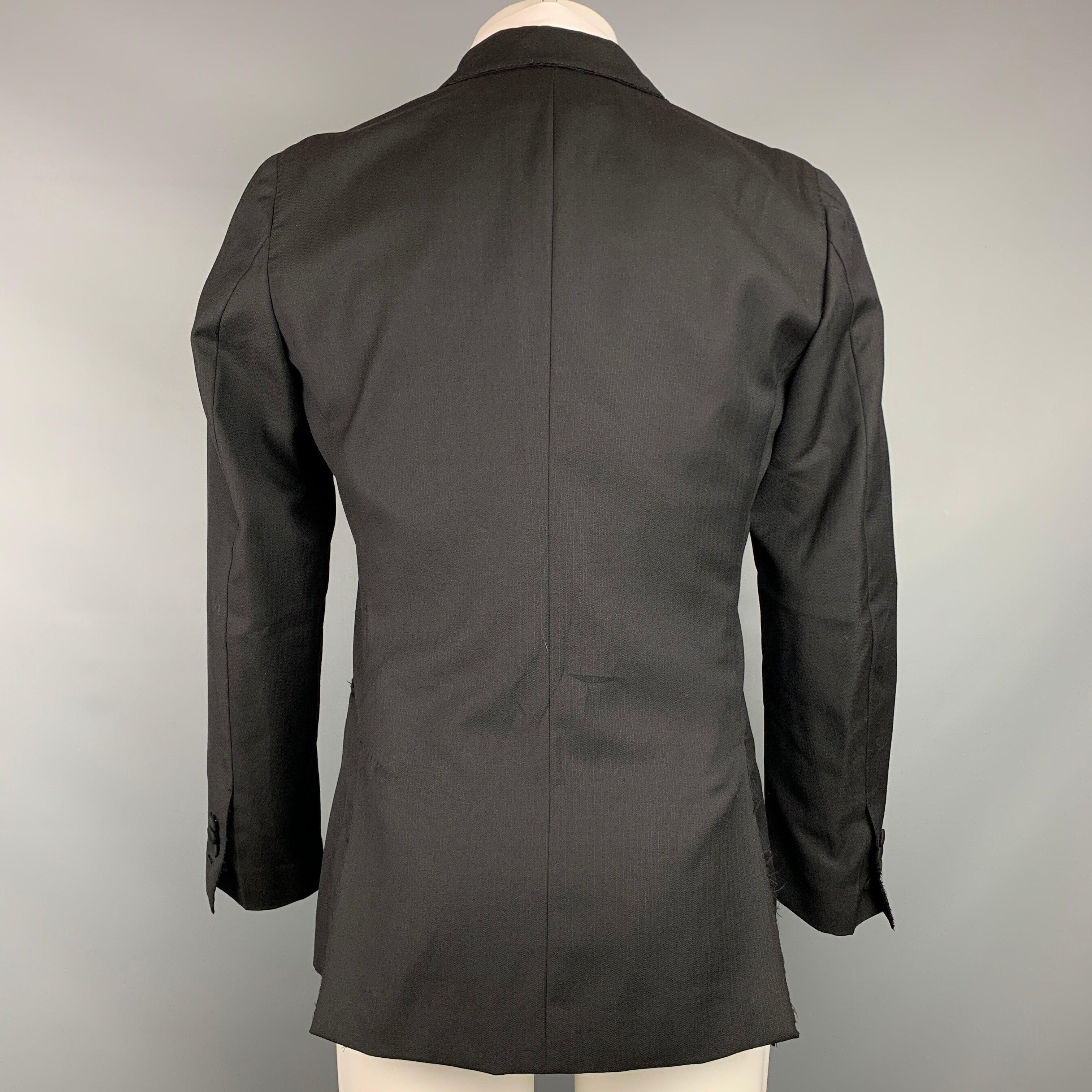 Men's DOLCE & GABBANA Size 38 Black Wool Peak Lapel Double Breasted Sport Coat For Sale