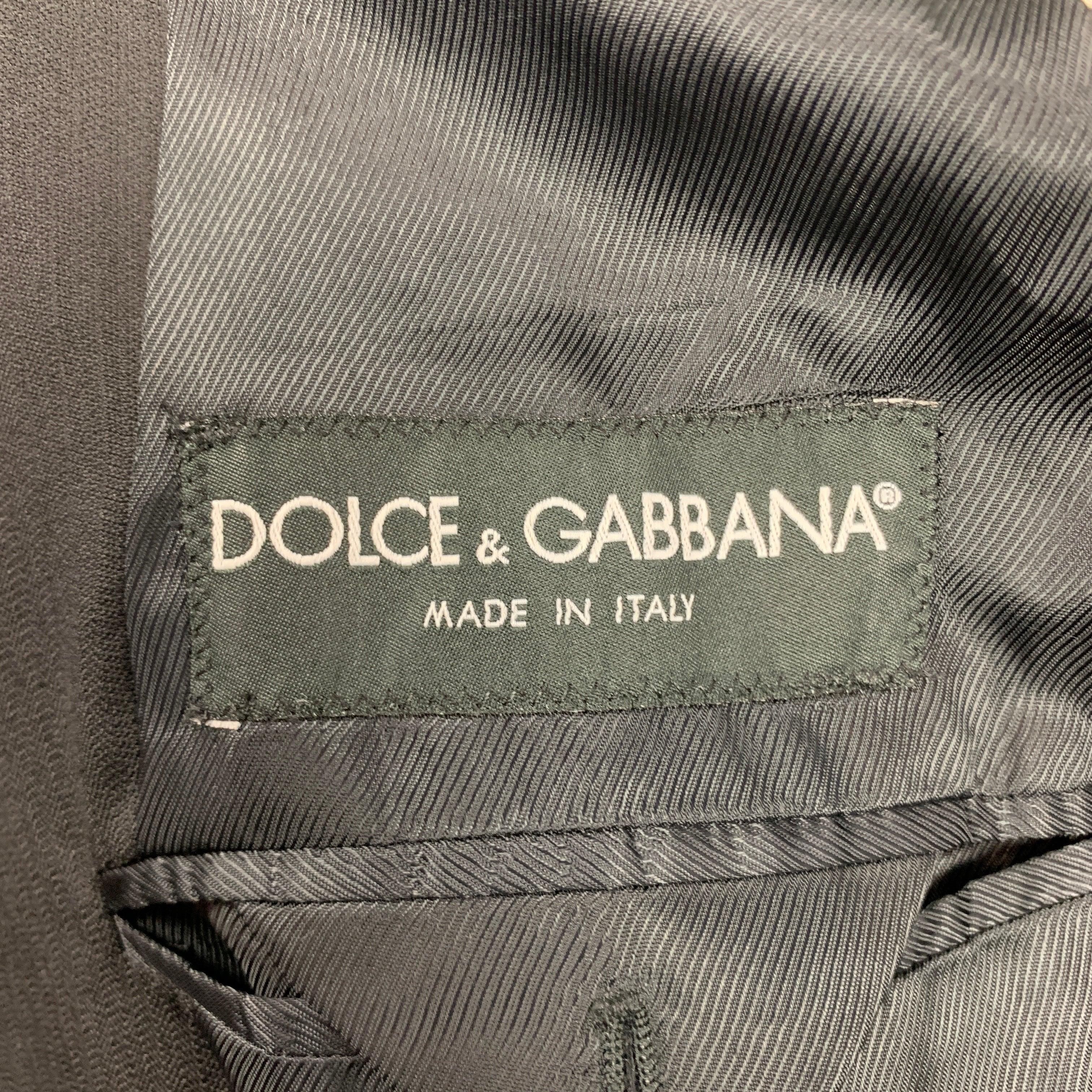 DOLCE & GABBANA Size 38 Black Wool Peak Lapel Double Breasted Sport Coat For Sale 4