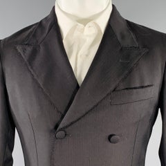 DOLCE & GABBANA Size 38 Black Wool Peak Lapel Sport Coat