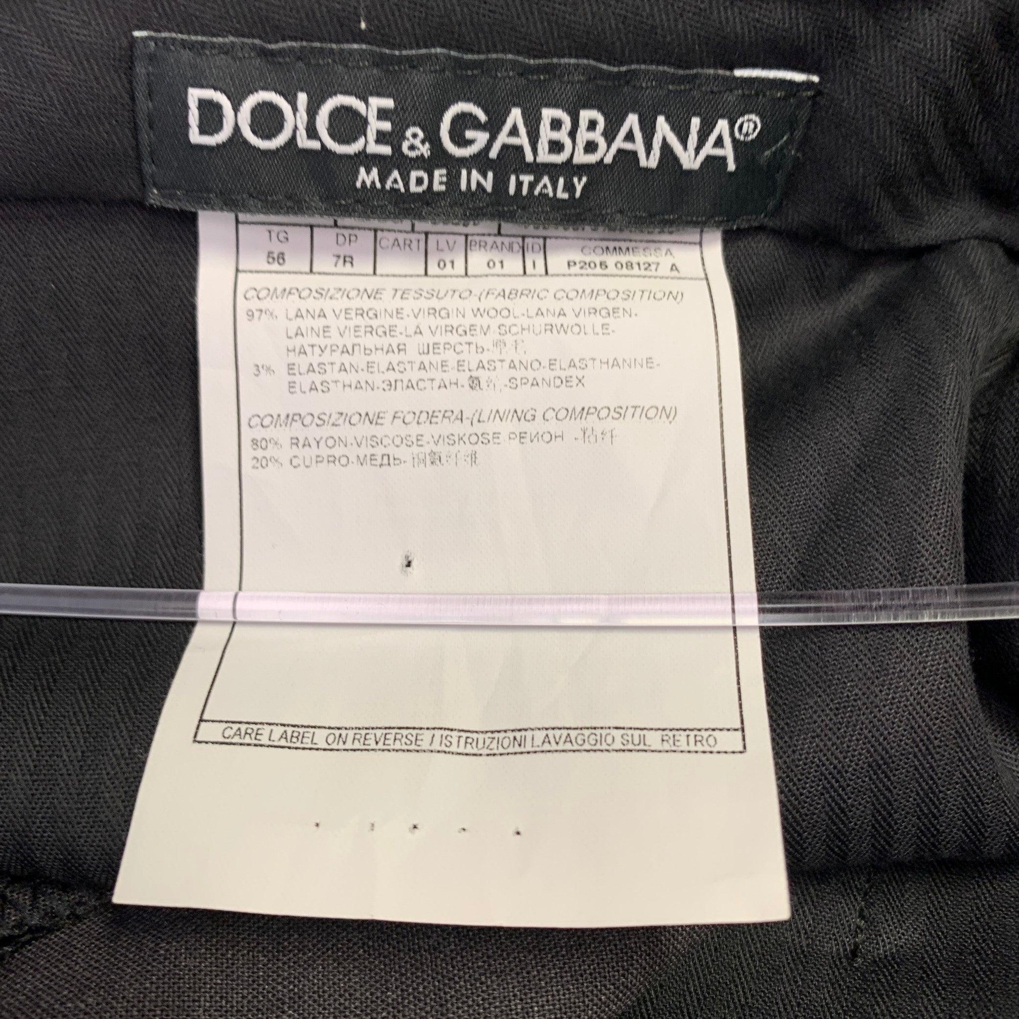 Black DOLCE & GABBANA Size 38 Charcoal Grey Wool Blend Zip Fly Dress Pants For Sale