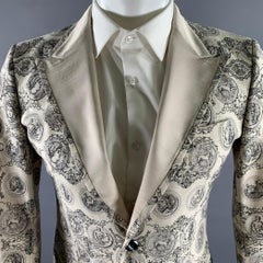 DOLCE & GABBANA Taglia 38 Crema Nero Greca in misto cotone con risvolto a lancia