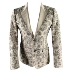 DOLCE & GABBANA Taglia 38 Crema Nero Greca in misto cotone con risvolto a lancia