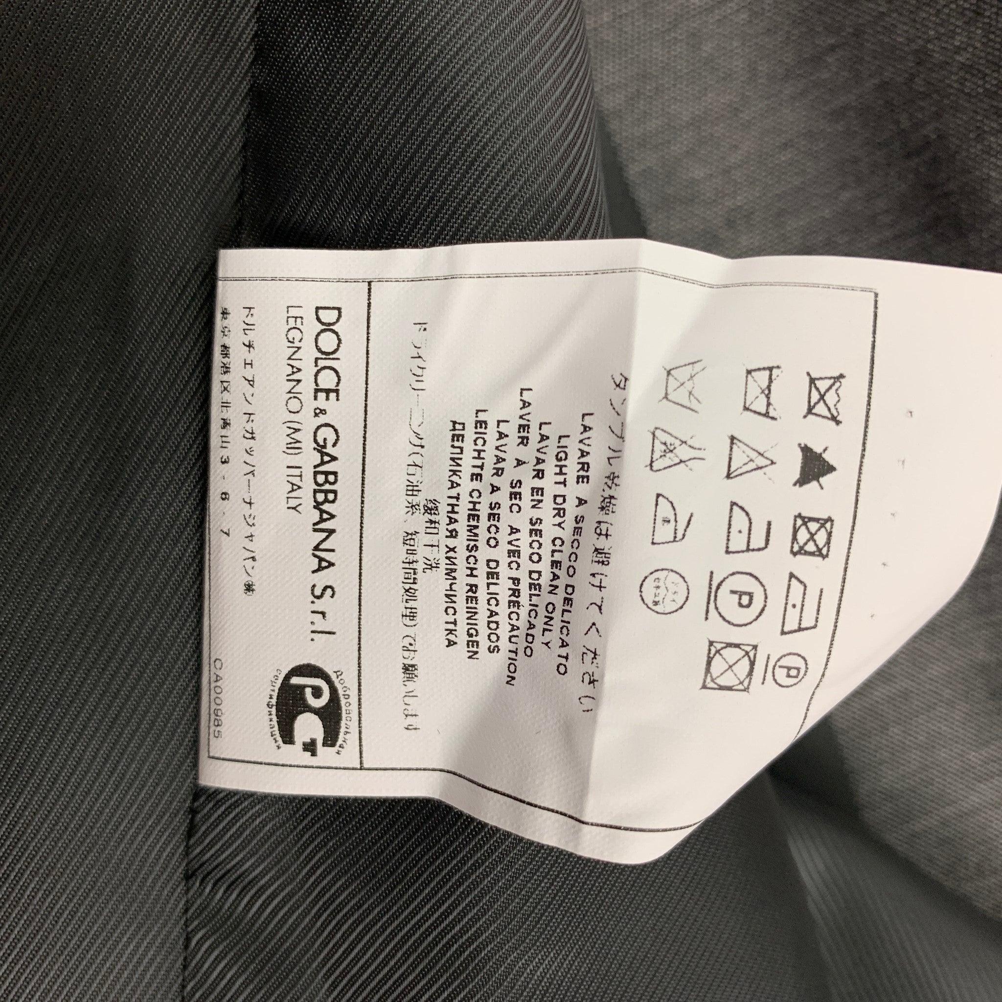 DOLCE & GABBANA Size 38 Dark Gray Black Wool Silk Vest For Sale 1