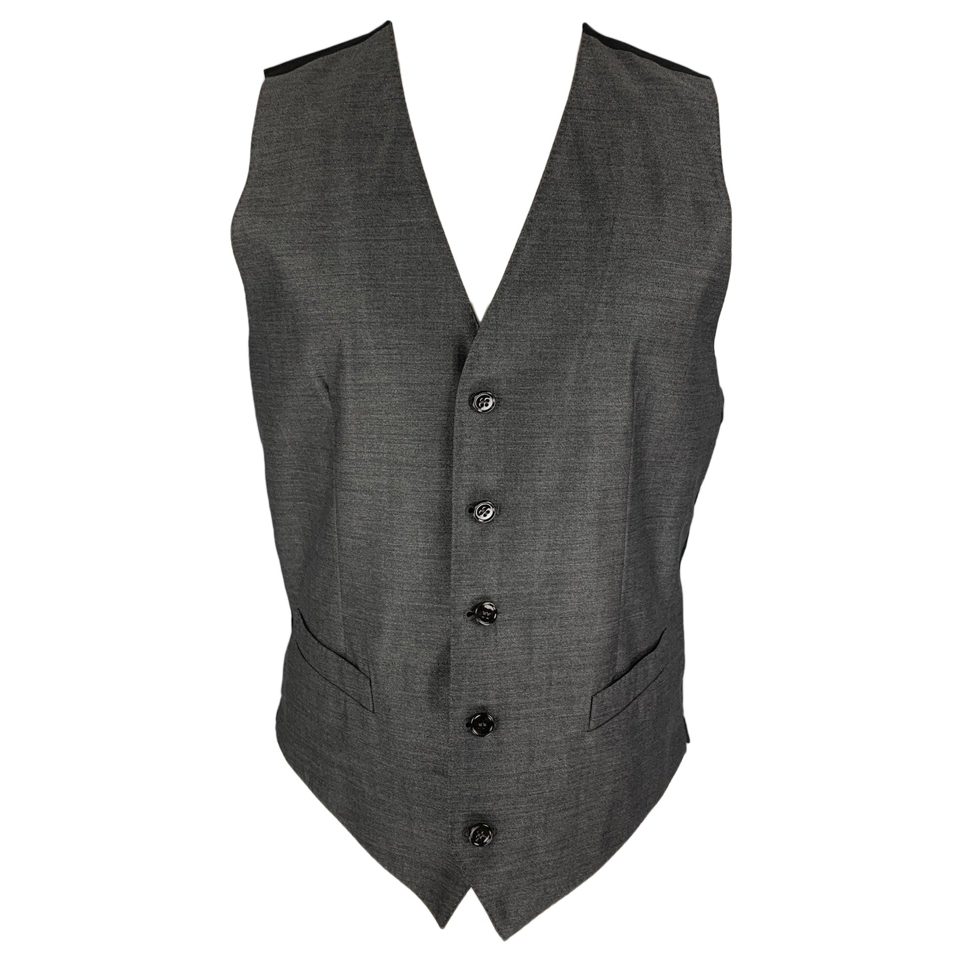 DOLCE & GABBANA Talla 38 Chaleco Seda Lana Negro Gris Oscuro
