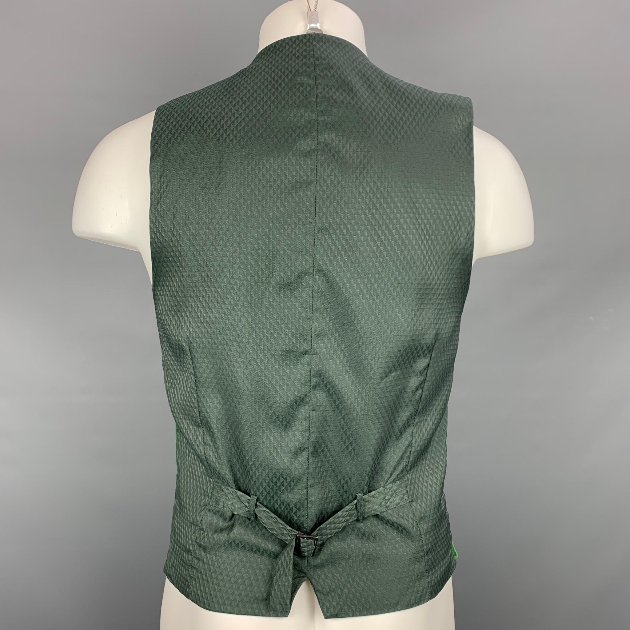 Men's DOLCE & GABBANA Size 38 Green Velvet Cotton Buttoned Vest