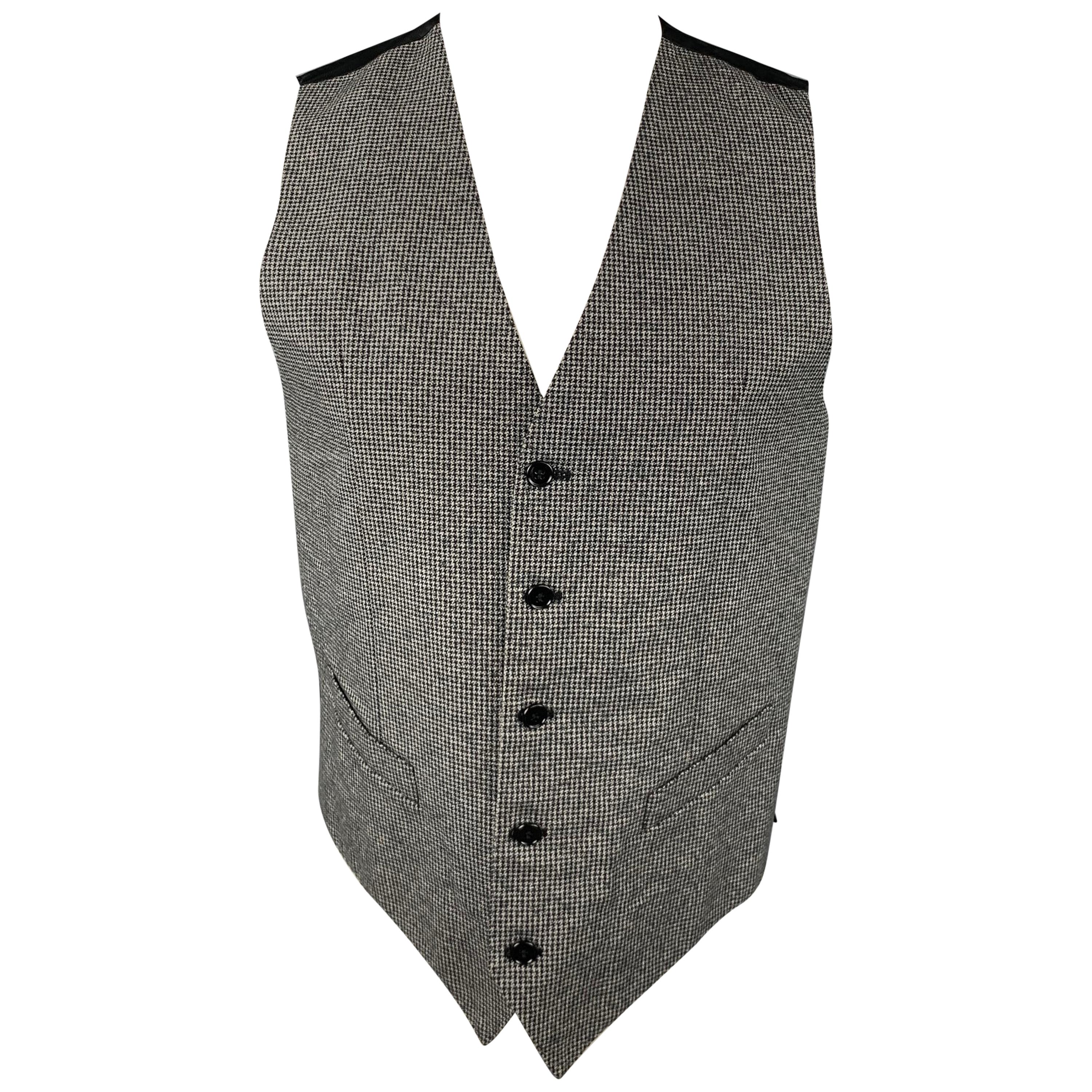 DOLCE & GABBANA Size 38 Grey & Black Houndstooth Cotton Vest