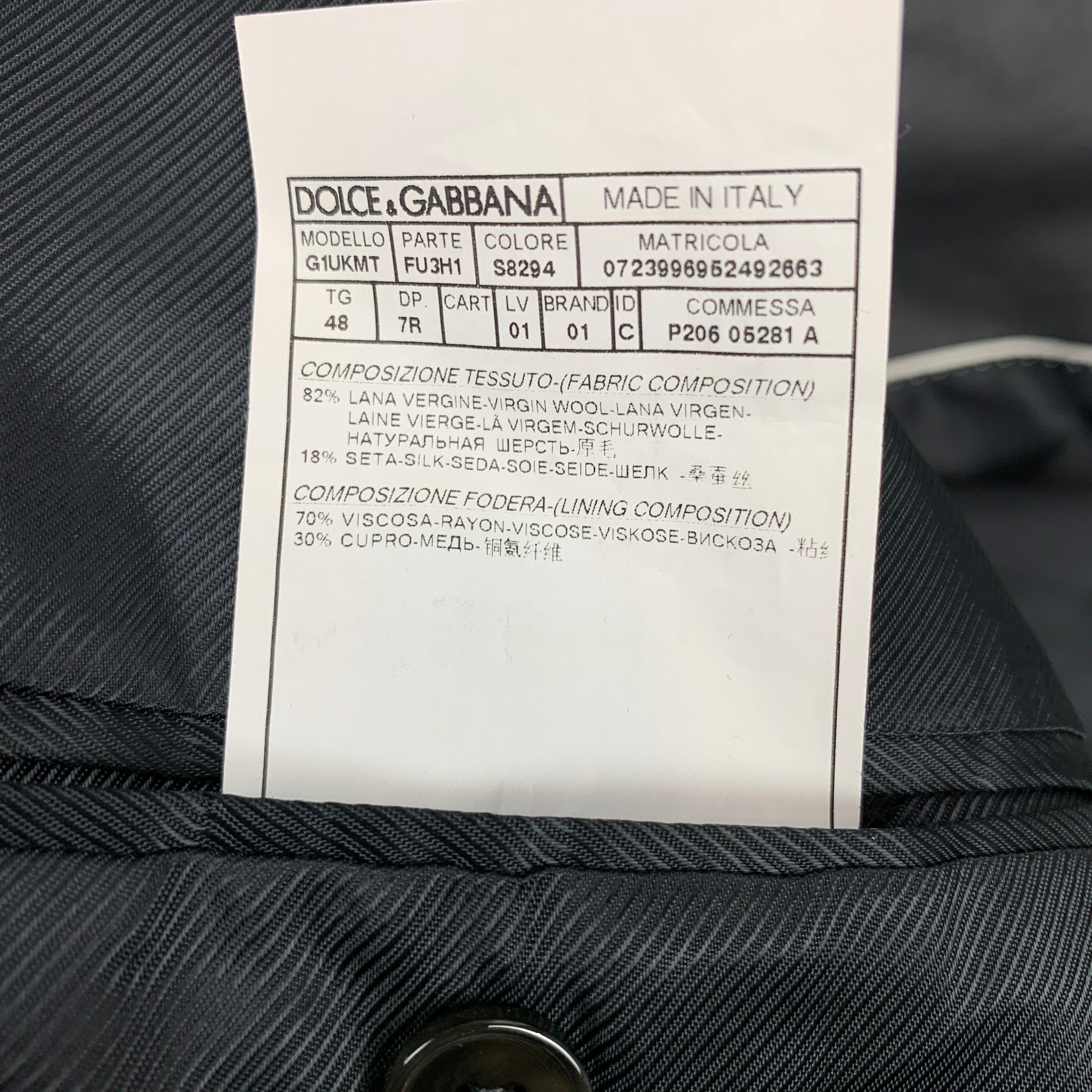 DOLCE & GABBANA Talla 38 Gris Lana Carbón Seda Solapa Pico Abrigo Deportivo en venta 1