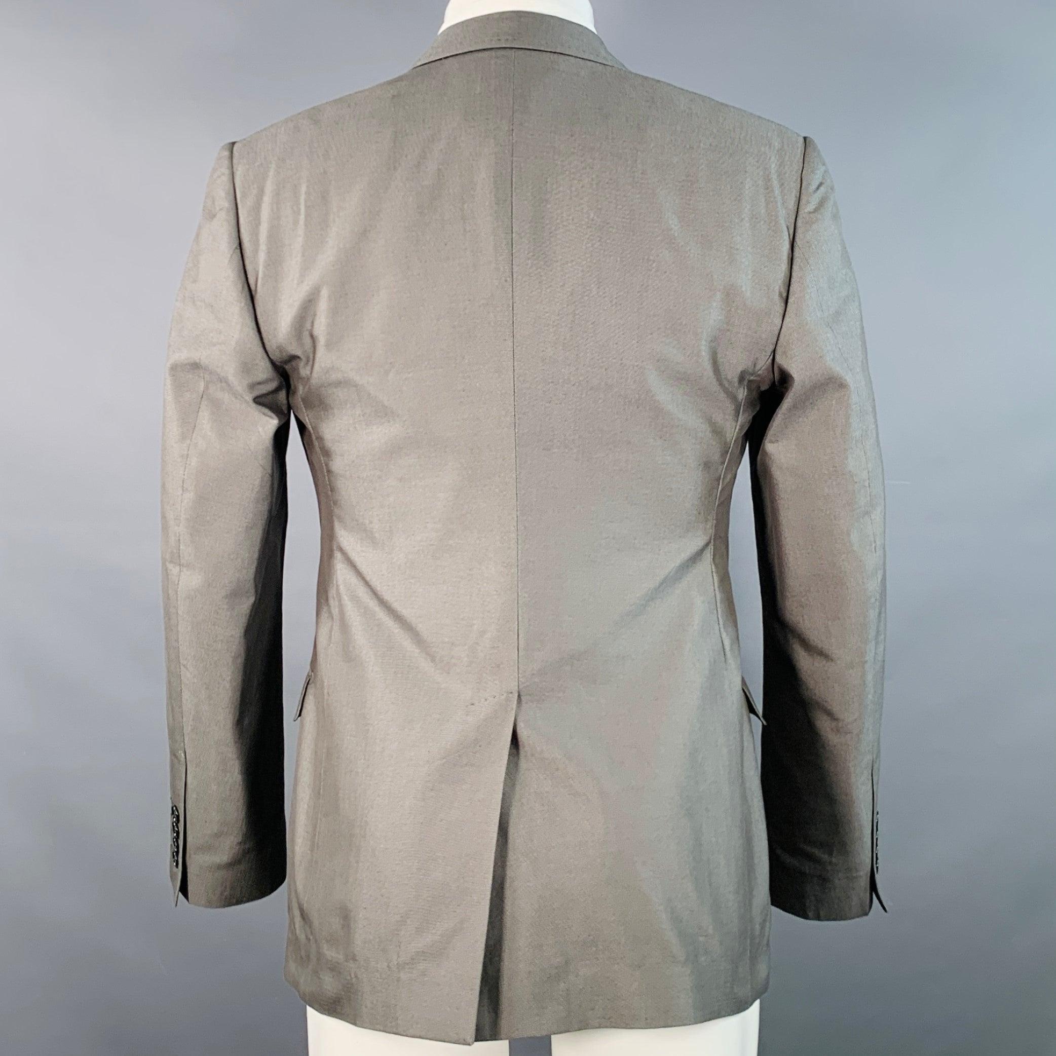 DOLCE & GABBANA Größe 38 Grau Baumwolle Seide Scheitelrevers Einzelknopf Sportmantel im Angebot 1