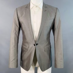 DOLCE & GABBANA Größe 38 Grau Baumwolle Seide Scheitelrevers Einzelknopf Sportmantel