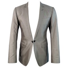 DOLCE & GABBANA Größe 38 Grau Baumwolle Seide Scheitelrevers Einzelknopf Sportmantel