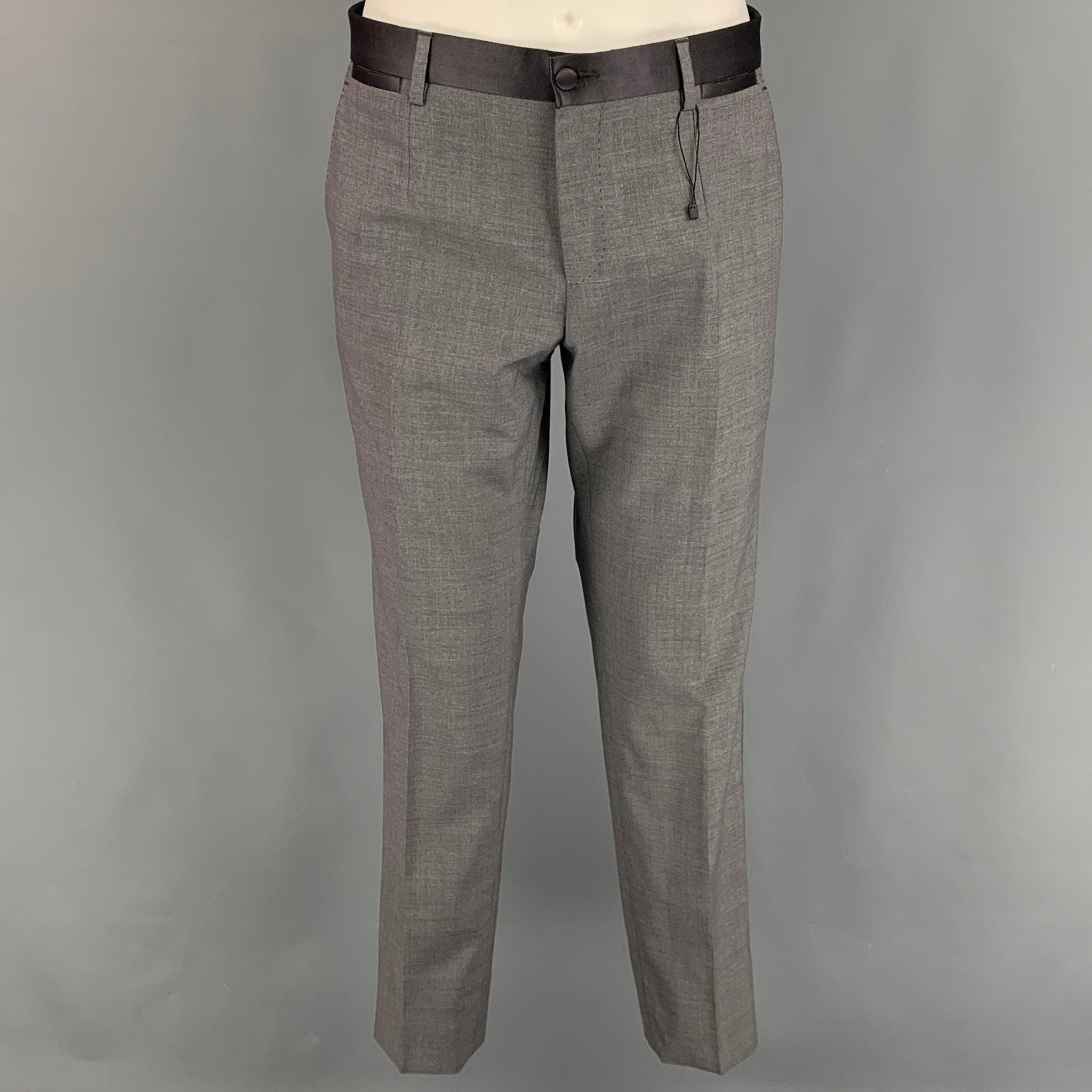 DOLCE & GABBANA Size 38 Grey Wool Blend Shawl Collar 3 Piece Tuxedo Suit For Sale 2