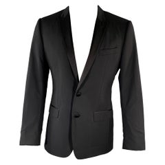 DOLCE & GABBANA Größe 38 Langer schwarzer Wollmischung Smoking Sportmantel