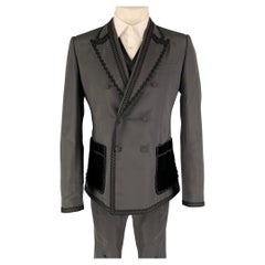 DOLCE & GABBANA Size 38 R Black Passementerie Embroidery Silk Suit