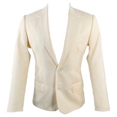 DOLCE 
GABBANA Size 38 Regular Cream Textured Virgin Wool Sport Coat