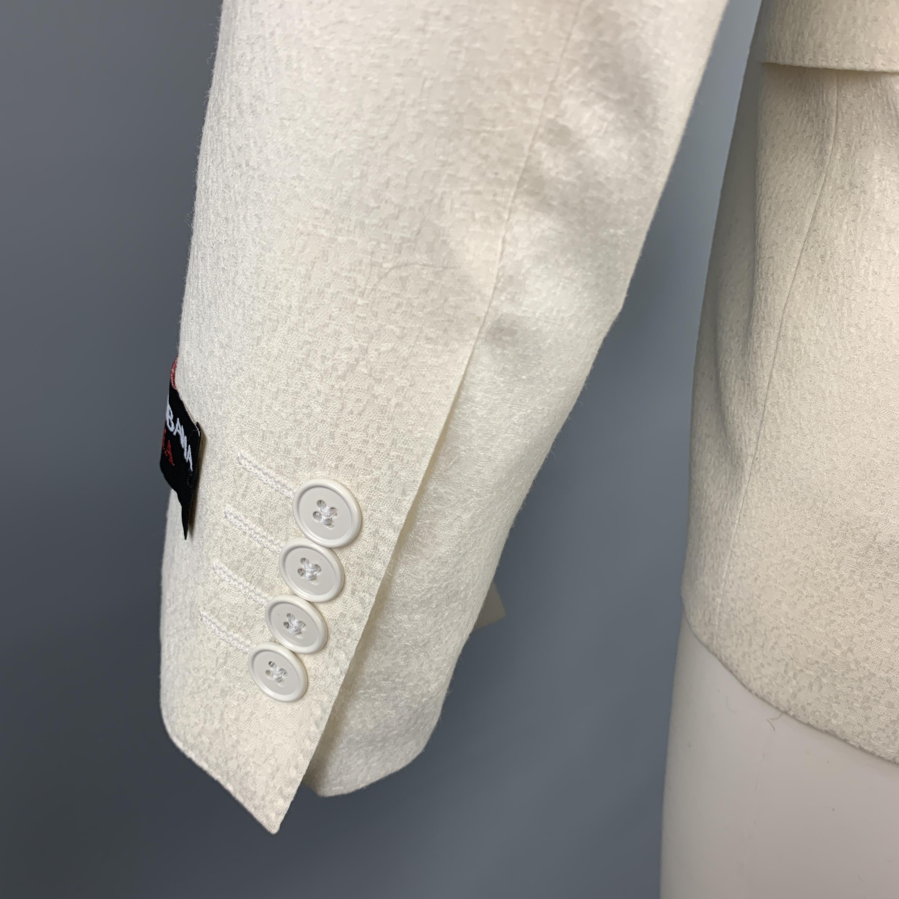 DOLCE & GABBANA Size 38 Regular Cream Textured Wool Sport Coat In New Condition In San Francisco, CA