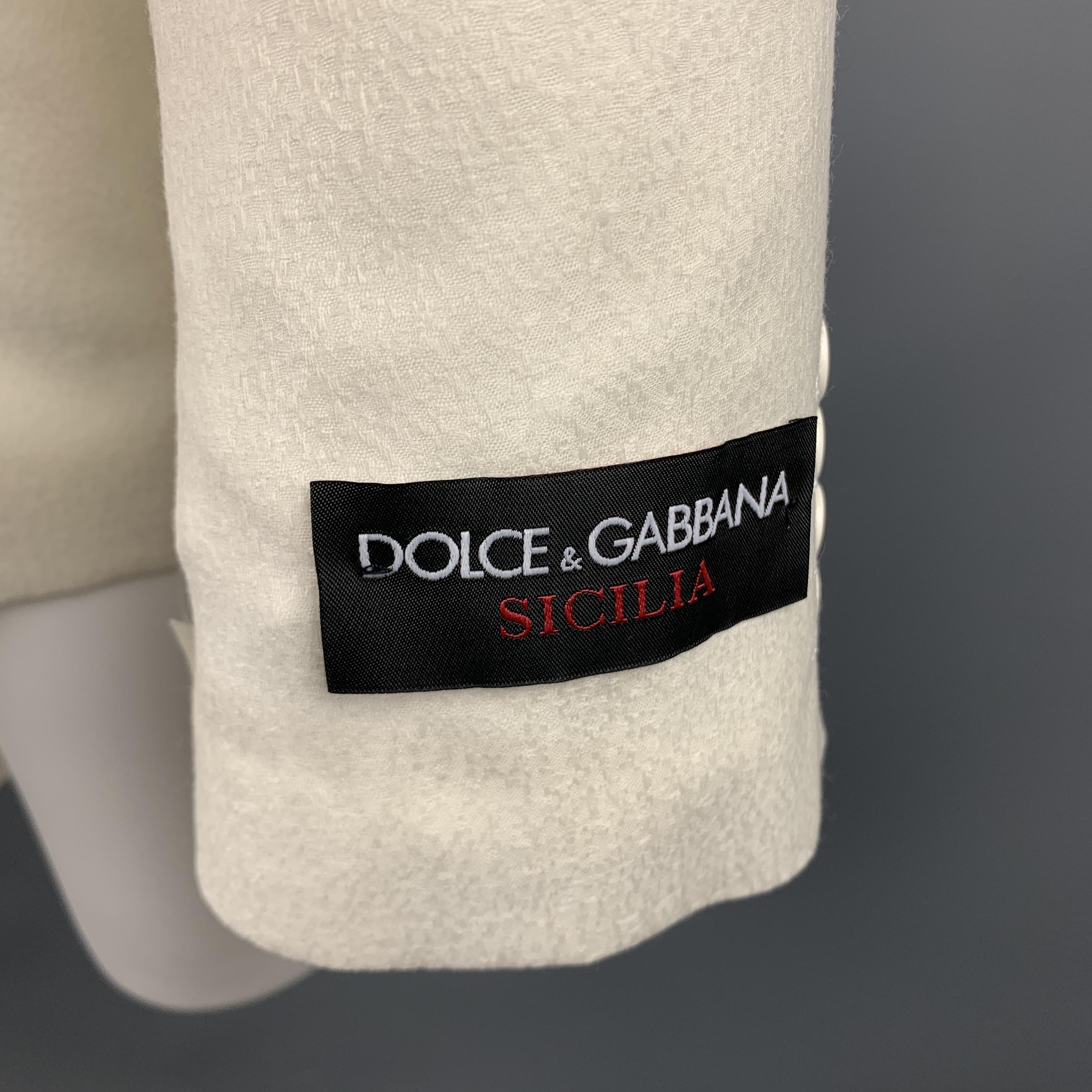 DOLCE & GABBANA Size 38 Regular Cream Textured Wool Sport Coat 2