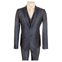 DOLCE & GABBANA Size 38 Regular Dark Blue & Black Sparkle Suit