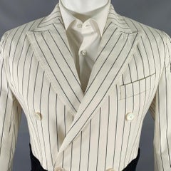 DOLCE & GABBANA Size 38 White Black Stripe Cotton Silk Sport Coat