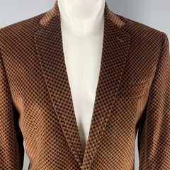 DOLCE & GABBANA Size 39 Black & Copper Houndstooth Velvet Sport Coat