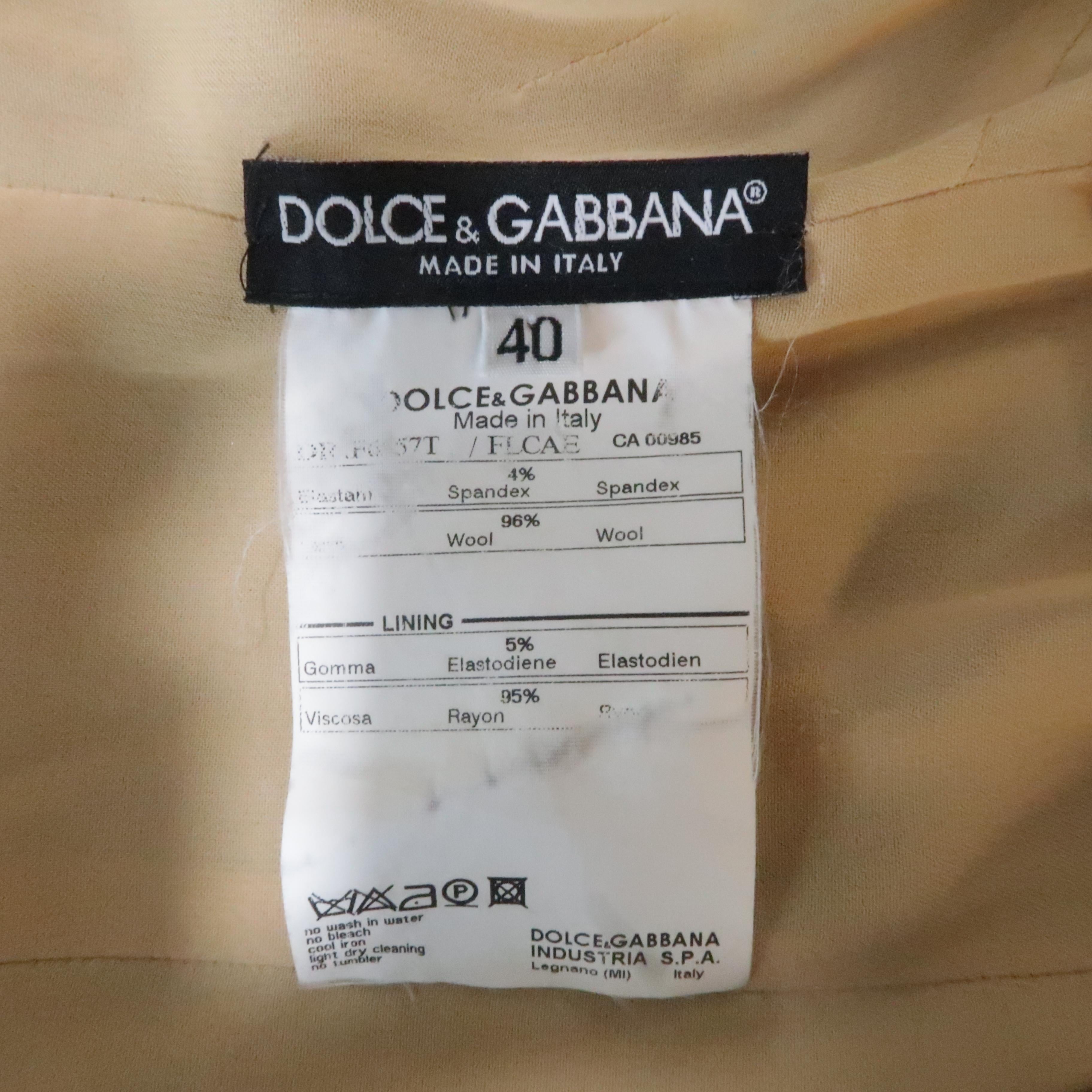 DOLCE & GABBANA Size 4 Beige Stretch Wool Lace Sleeveless Cocktail Dress 5