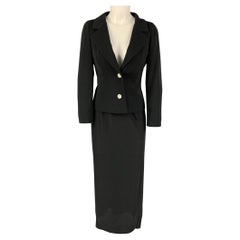 DOLCE & GABBANA Size 4 Black Acetate Blend Single Breasted Skirt Suit