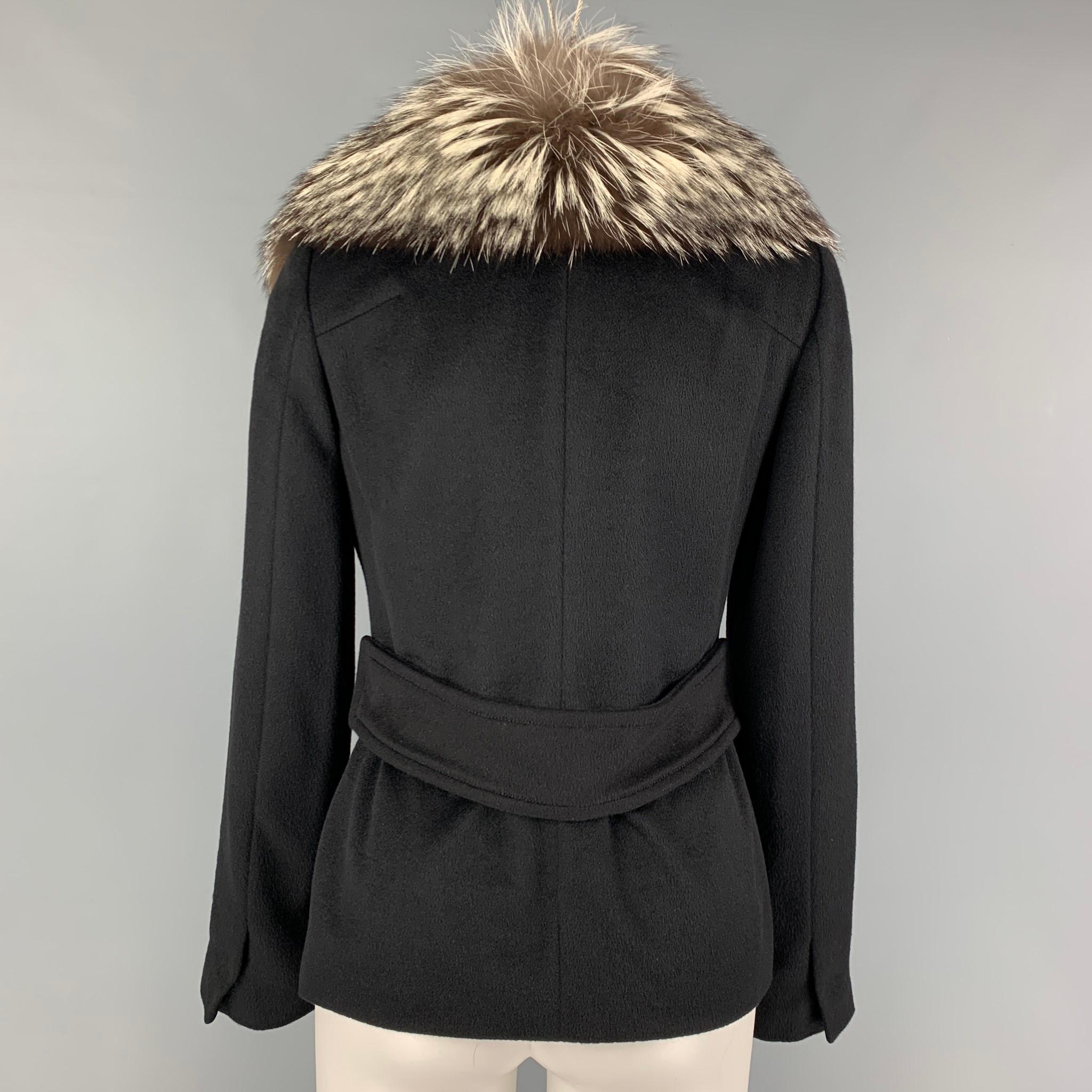 DOLCE & GABBANA Size 4 Black Angora Hidden Snaps Jacket In Good Condition In San Francisco, CA
