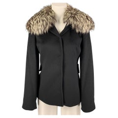 DOLCE & GABBANA Size 4 Black Angora Hidden Snaps Jacket