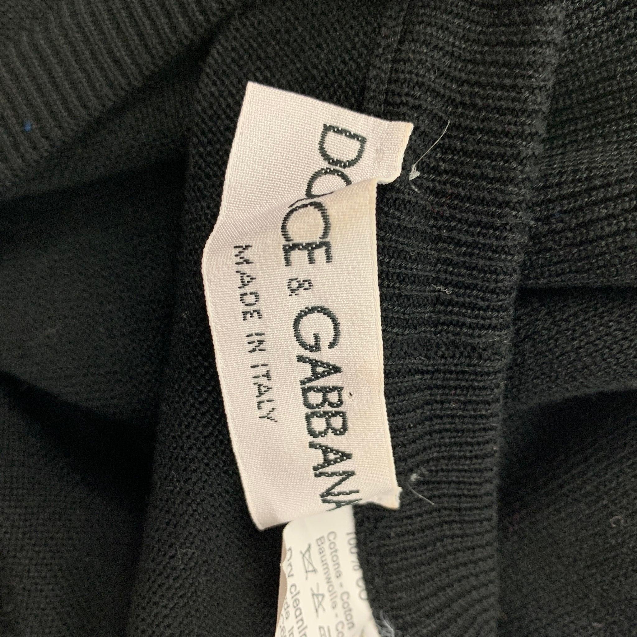 DOLCE & GABBANA Strickjacke mit kurzen Ärmeln aus schwarzer Baumwolle, Größe 4 im Angebot 1
