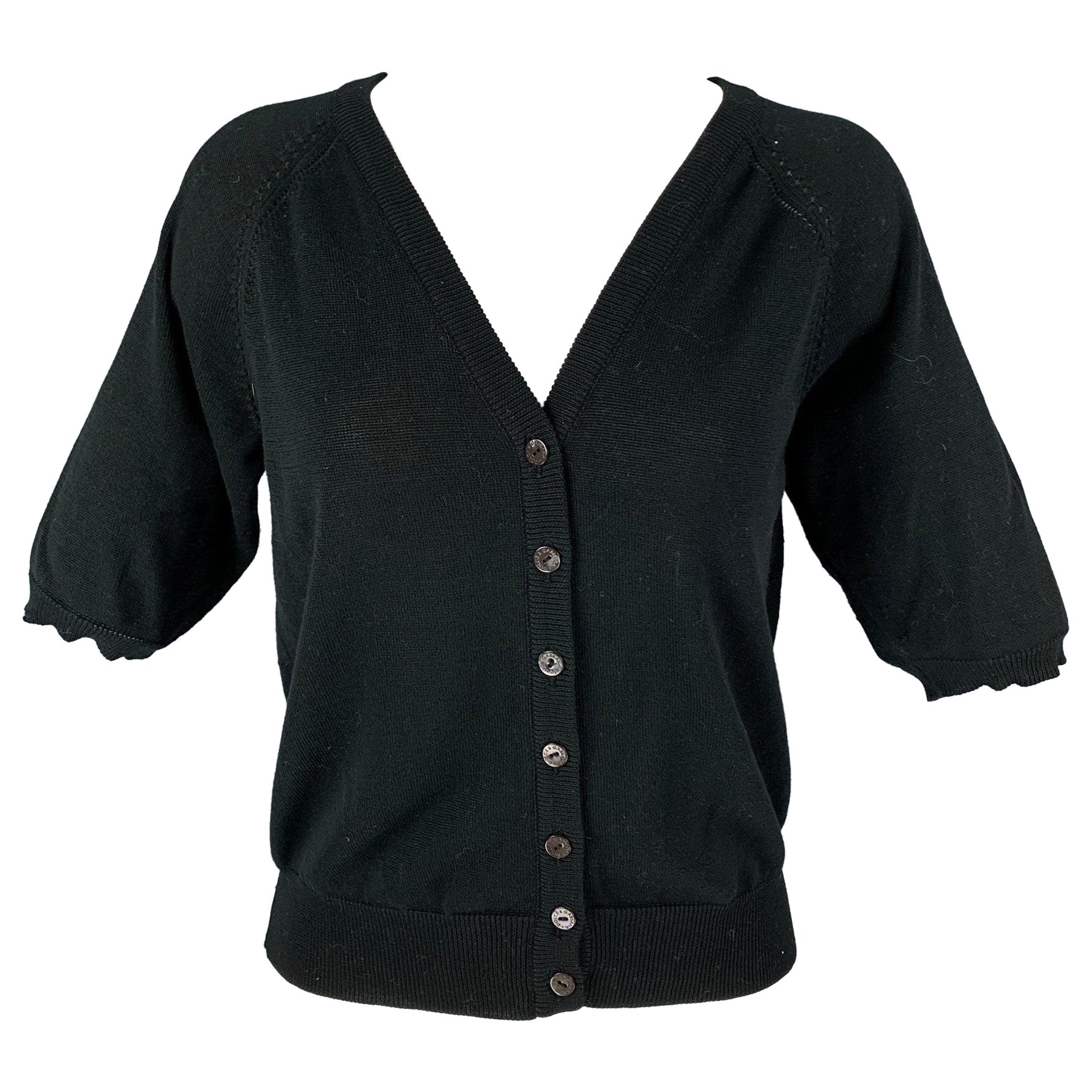 DOLCE & GABBANA Talla 4 Chaqueta negra de algodón de manga corta en venta