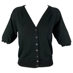 DOLCE & GABBANA Cardigan a maniche corte in cotone nero taglia 4