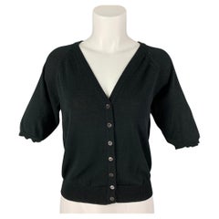 DOLCE & GABBANA Size 4 Black Cotton Short Sleeve Cardigan