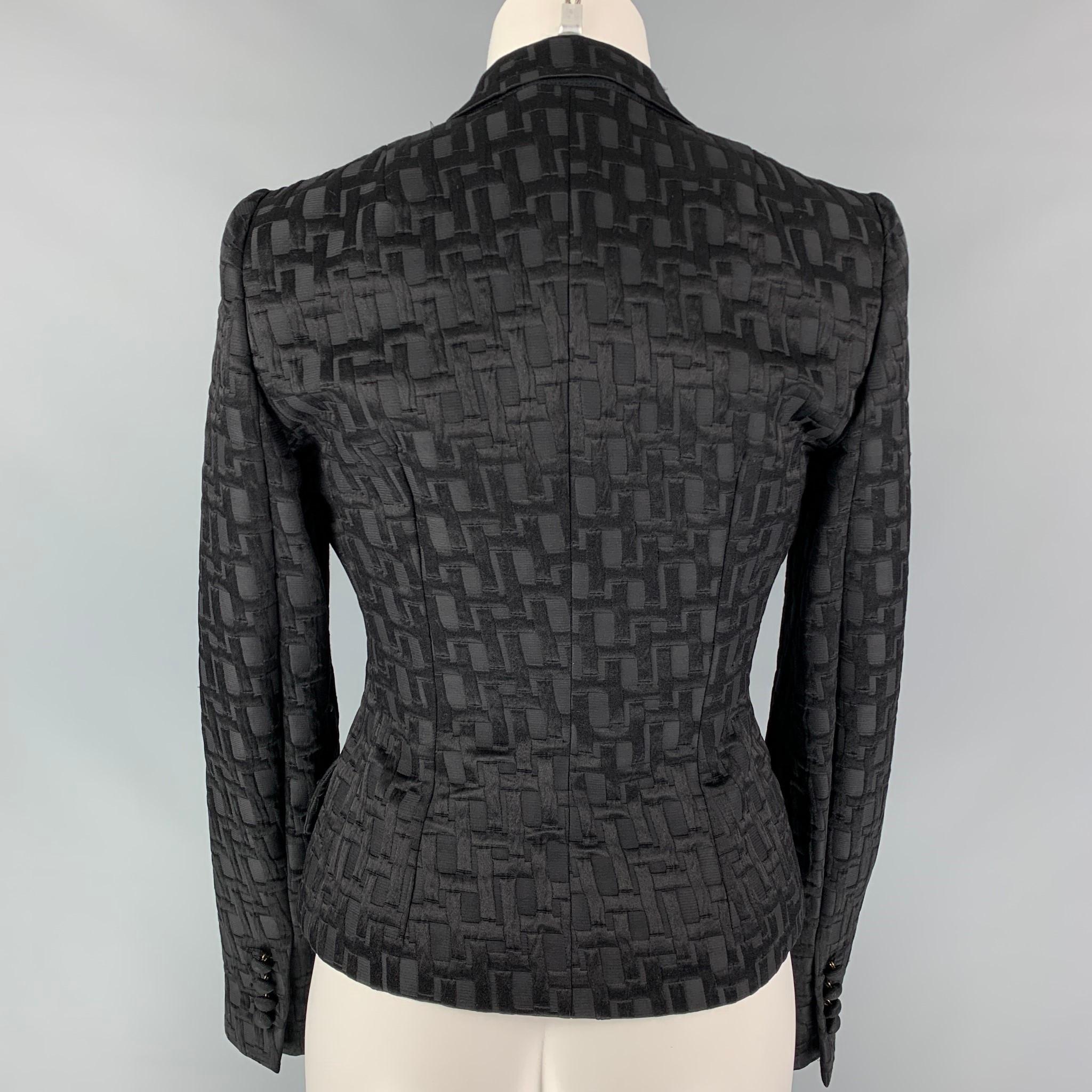 Women's DOLCE & GABBANA Size 4 Black Jacquard Nylon / Silk Textured Jacket