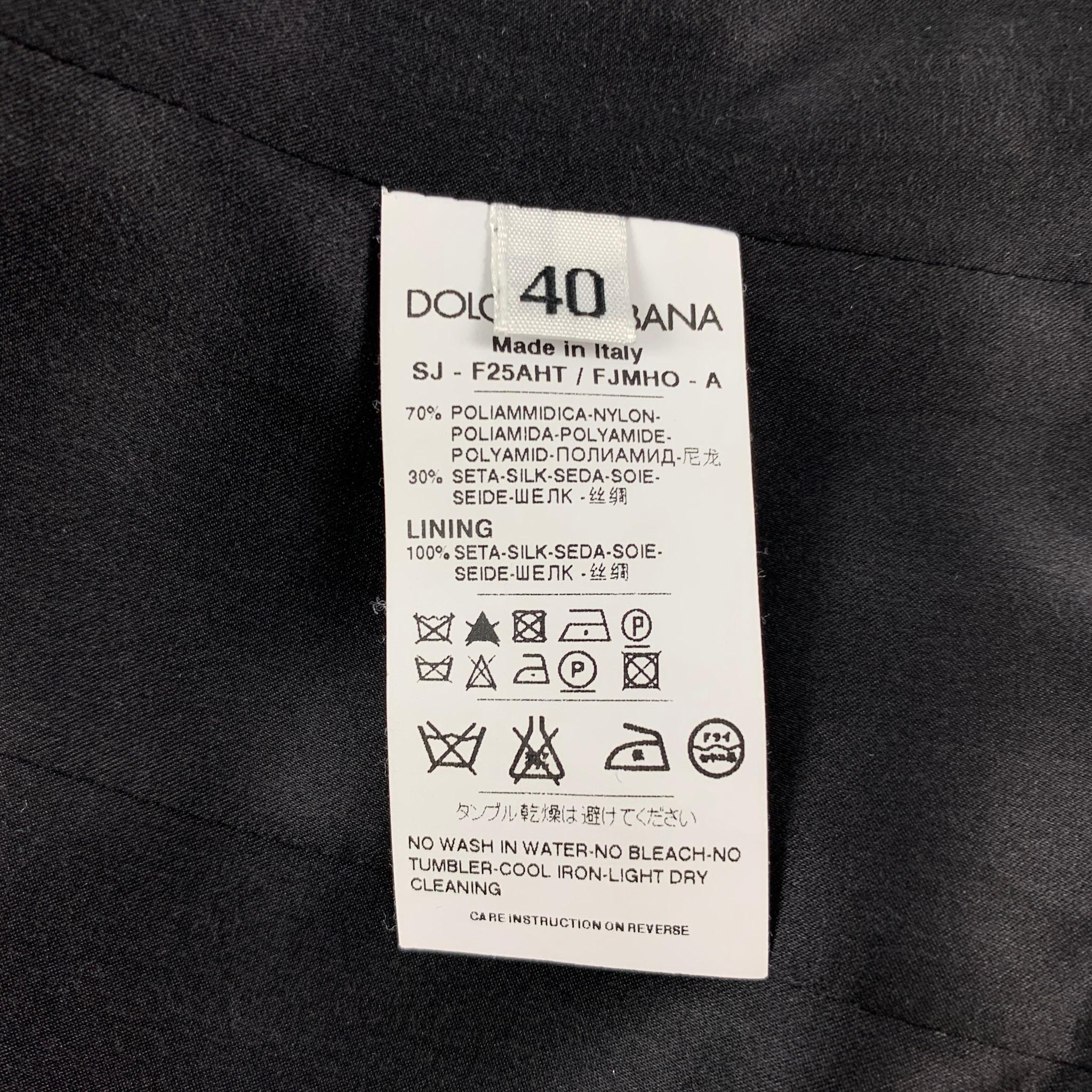 DOLCE & GABBANA Size 4 Black Jacquard Nylon / Silk Textured Jacket 2