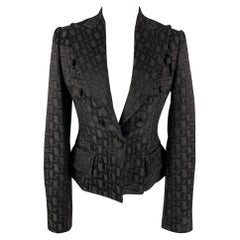 DOLCE 
GABBANA Size 4 Black Jacquard Nylon / Silk Textured Jacket
