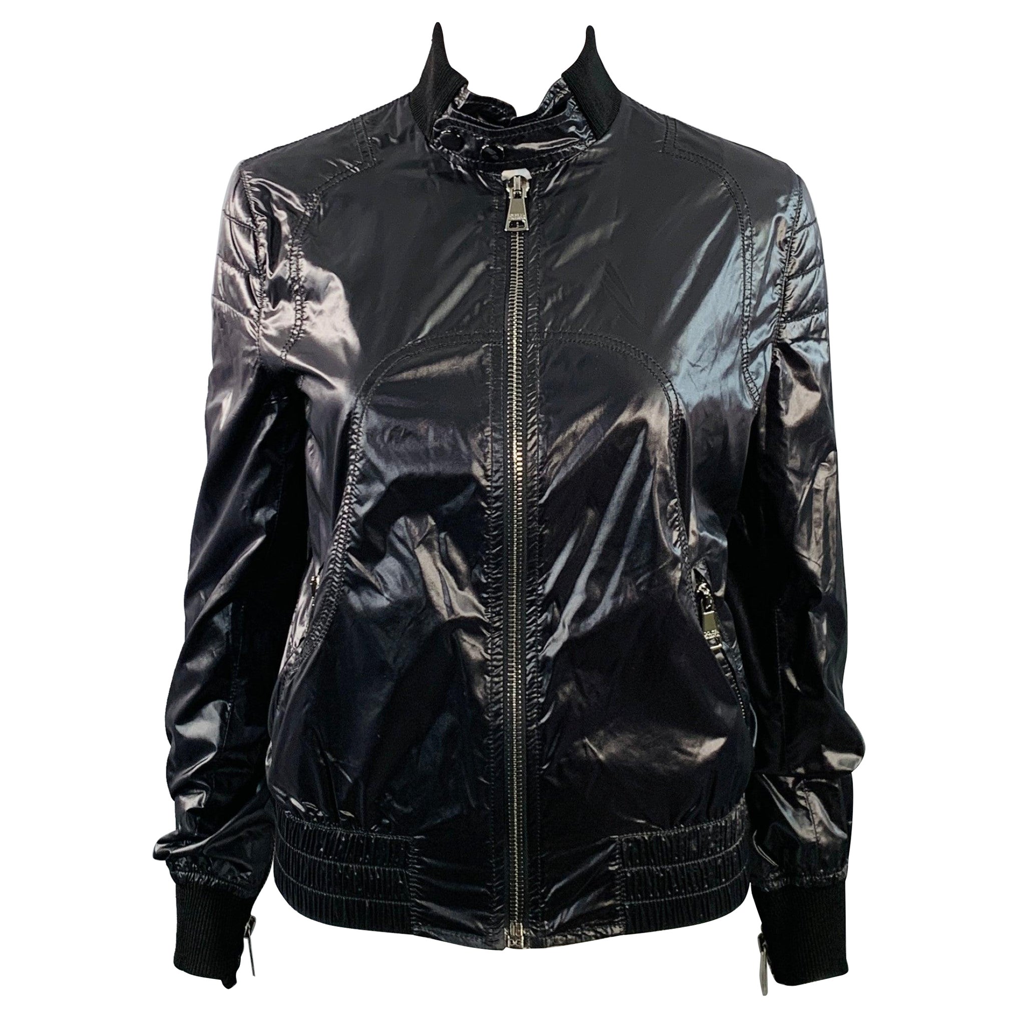 DOLCE
GABBANA Size 4 Black Nylon Blend Zip Pockets Jacket