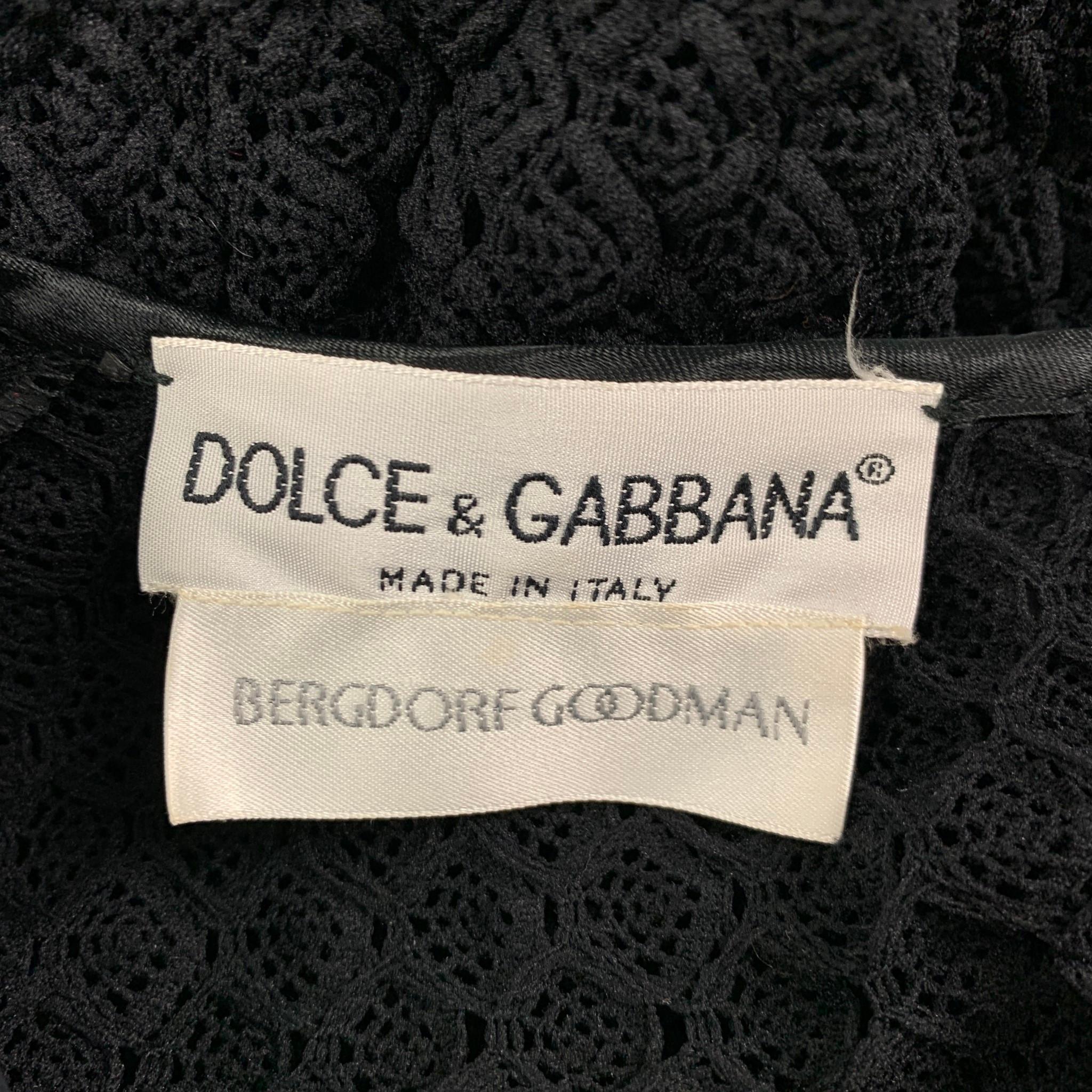 DOLCE & GABBANA Size 4 Black Textured 3/4 Sleeves Dress Top 1