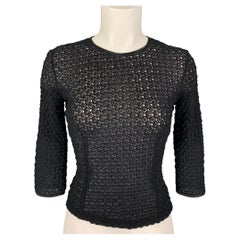 DOLCE & GABBANA Size 4 Black Textured 3/4 Sleeves Dress Top