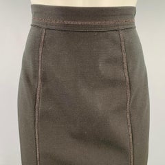 Dolce & Gabbana Taille 4 Jupe en laine vierge noire à coutures inversées