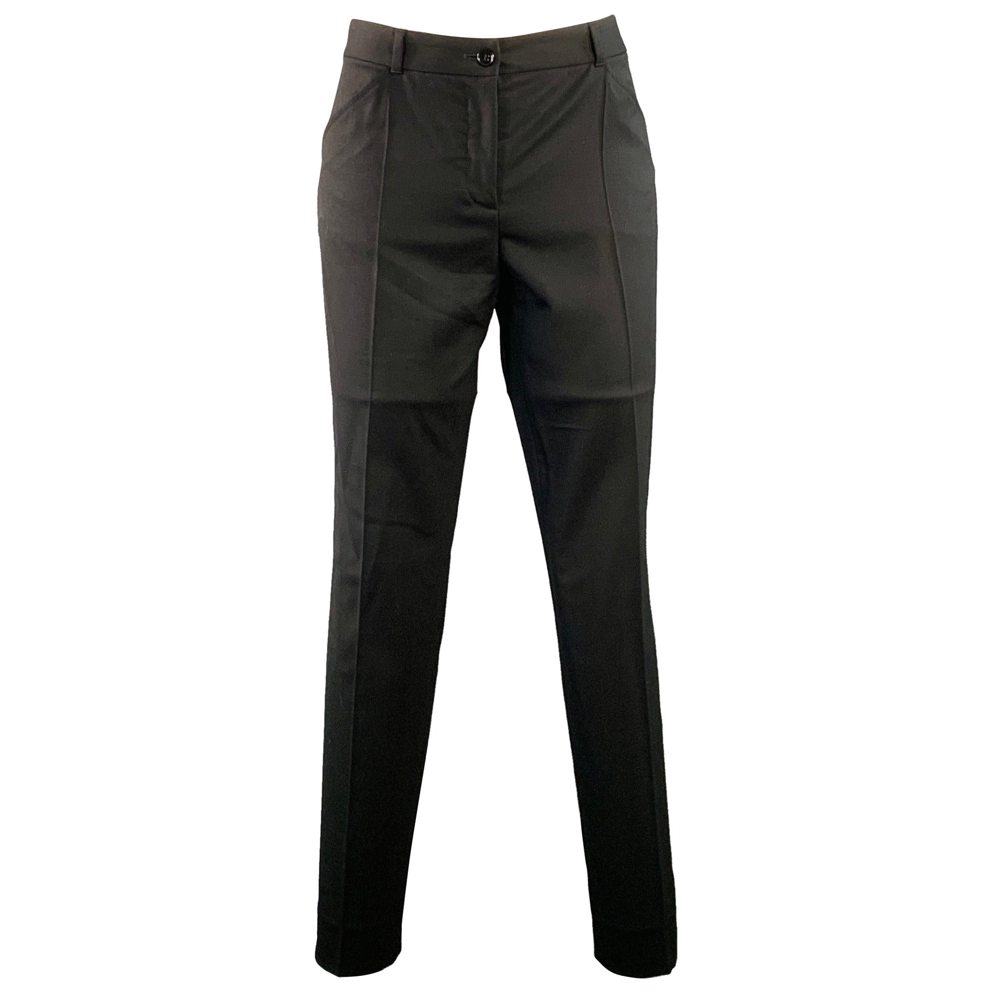 DOLCE 
GABBANA Size 4 Black Virgin Wool Blend Tapered Dress Pants